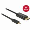 DeLock DisplayPort 1.2 > USB-C (ST-ST) 1m Adapterkabel 4K 60Hz Schwarz