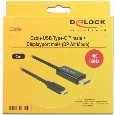 DeLock DisplayPort 1.2 > USB-C (ST-ST) 2m Adapterkabel 4K 60Hz Schwarz