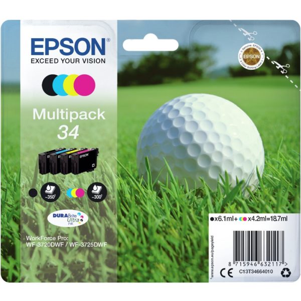 Epson Tinte 34 C13T34664010 4er Multipack (BKMCY) bis zu 300 Seiten
