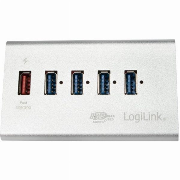 USB3,0 HUB 5Port LogiLink SuperSpeed 1x USB Power passiv Silver