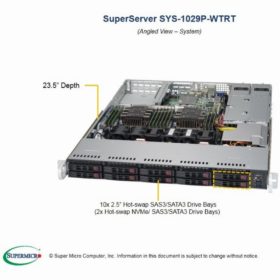 Barebone Server 1U Dual 3647; 10 Hot-swap 2,5"; 750W Redundant Platinum; SuperServer 1029P-WTRT