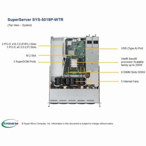 Barebone Server 1 U Single 3647  4 Hot-swap 3.5"  500W Redundant Platinum  SuperServer 5019P-WTR