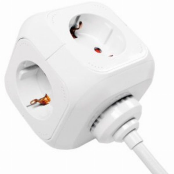 LogiLink 4-fach Steckdosenwürfel mit 2xUSB-A 1,4m Kabel Weiß