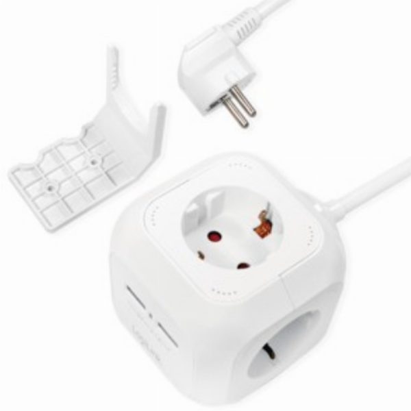 LogiLink 4-fach Steckdosenwürfel mit 2xUSB-A 1,4m Kabel Weiß