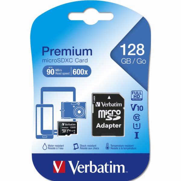 128GB Verbatim Pemium MicroSDXC 90MB/s +Adapter