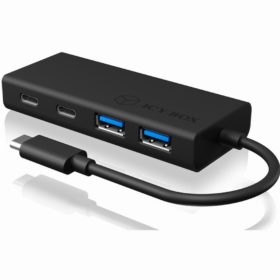 HUB 5Port ICY BOX 2xUSB3.0 2xUSB-C 1xUSB Power Delivery 60W SuperSpeed passiv Black