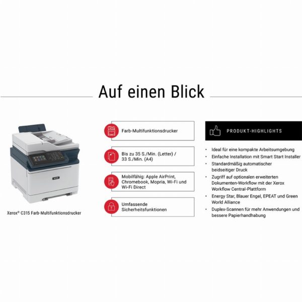 FL Xerox C315 Farblaserdrucker 4in1 A4 LAN WLAN ADF Duplex