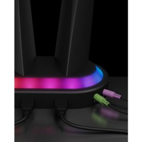 ICY BOX Gaming Monitorständer 32'' USB3.0 Media-Hub RGB Light 2 Monitore