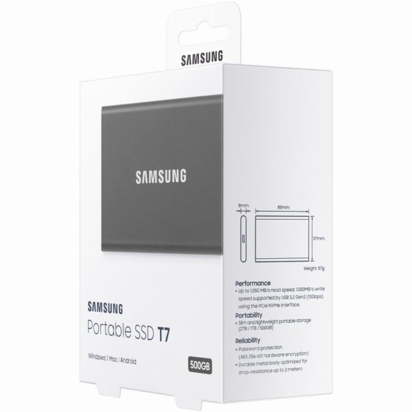500GB Samsung Portable T7 USB 3.2 Gen2 Titan Gray retail