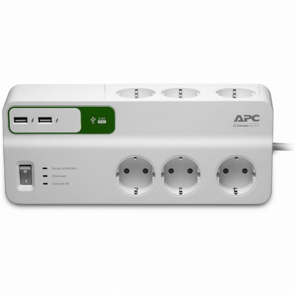 APC SurgeArrest Essential PM6U-GR - 5x Überspannungsschutz + 2x USB mit Ladefunktion