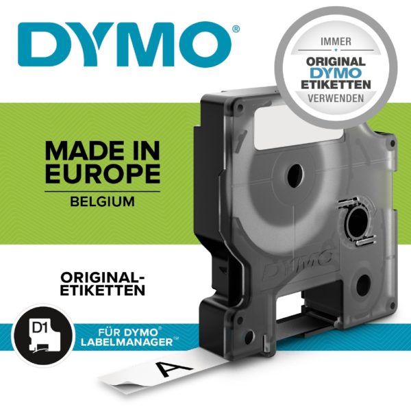 Dymo D1 Etiketten S0720580 Selbstklebend 12 mm x 7 m Schwarz auf Gelb