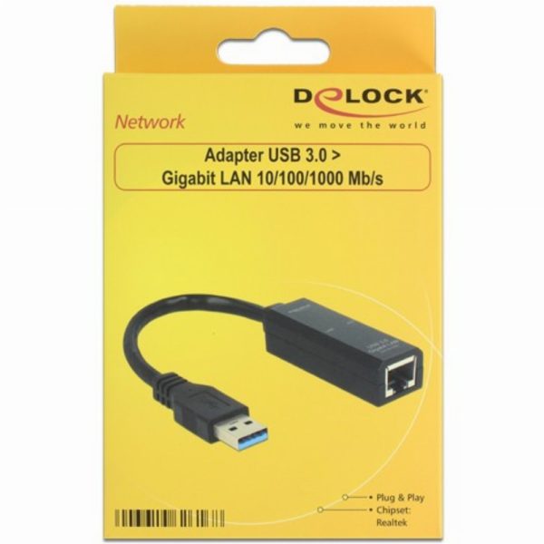 DeLock USB 3.0 > Gigabit LAN (ST-BU) Adapter Schwarz