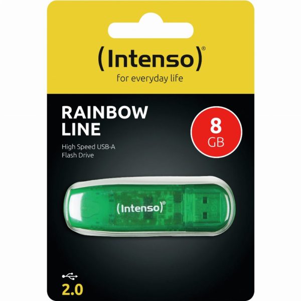 STICK 8GB USB 2.0 Intenso 3502460 Rainbow Line Green