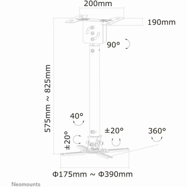 Universelle Deckenhalterung für Projektoren 15KG BEAMER-C100SILVER Neomounts