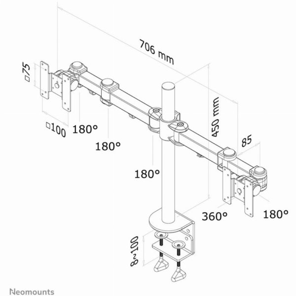 Neomounts FPMA-D960D Tischhalterung für zwei Flachbildschirme bis 27" (69 cm) 8KG