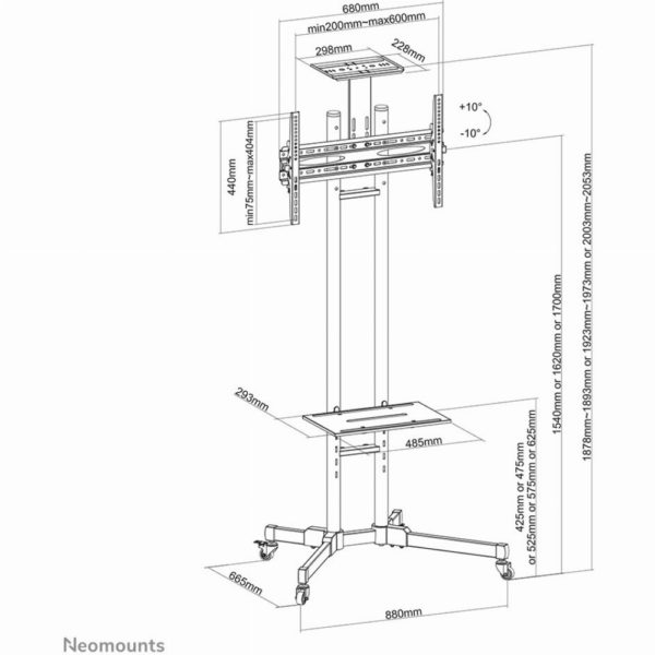 Neomounts PLASMA-M1700E mobiler Bodenständer für Flachbild-Fernseher bis 70" (178 cm).