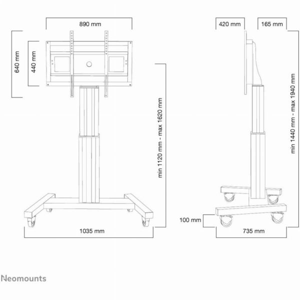 Neomounts PLASMA-M2500BLACK Mobiler Bodenständer für Flachbild-Fernseher bis 100".