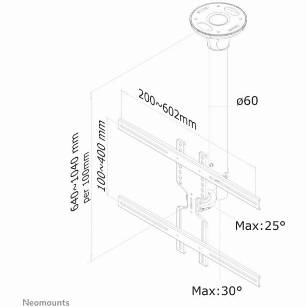 Deckenhalterung für Flachbildschirme/Fernseher bis 60" (152 cm) 35KG FPMA-C400BLACK Neomounts