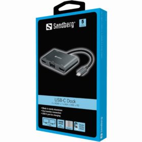 HUB 3Port Sandberg VGA HDMI Aluminium passiv Grey