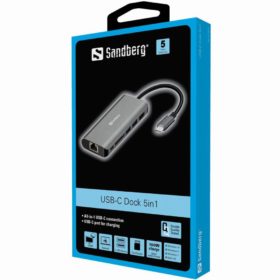 HUB 6Port Sandberg USB2.0/2x USB3.0/USB-C/HDMI/CardReader/Ethernet passiv Grey