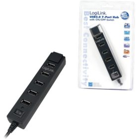 USB2,0 HUB 7Port LogiLink aktiv mit Netzteil+Schalter Black