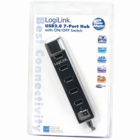 USB2,0 HUB 7Port LogiLink aktiv mit Netzteil+Schalter Black