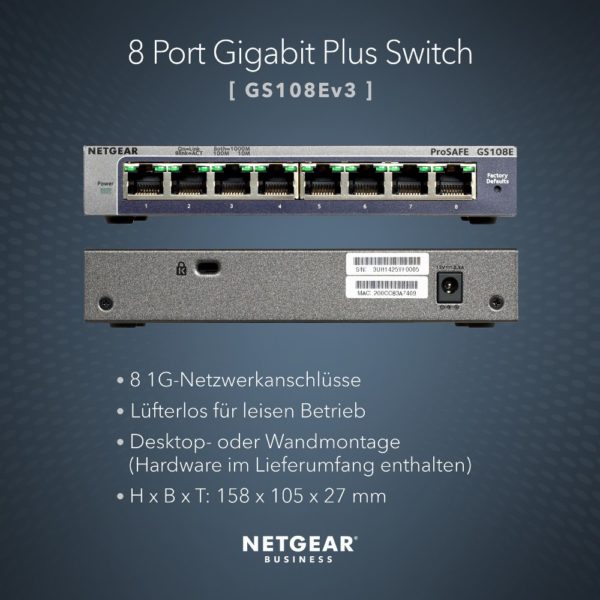 8P Netgear GS108Ev3