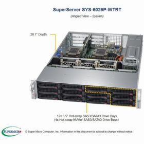 Barebone Server 2 U Dual 3647  12 Hot-swap 3.5"  1200W Redundant Titanium  SuperServer 6029P-WTRT