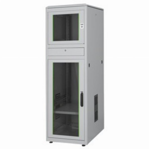 Industrie PC-Schrank 19" 36HE Digitus, IP 40 1780x600x800 mm, Glastüren, Farbe Grau (RAL 7035)