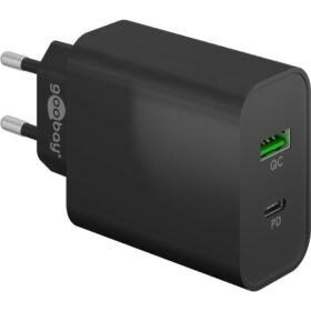 Wentronic Goobay Dual-USB-Quick Charger 3.0 PD/QC 45 W, 1x USB-C, 1x USB-A Black