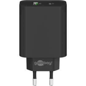 Wentronic Goobay Dual-USB-Quick Charger 3.0 PD/QC 45 W, 1x USB-C, 1x USB-A Black