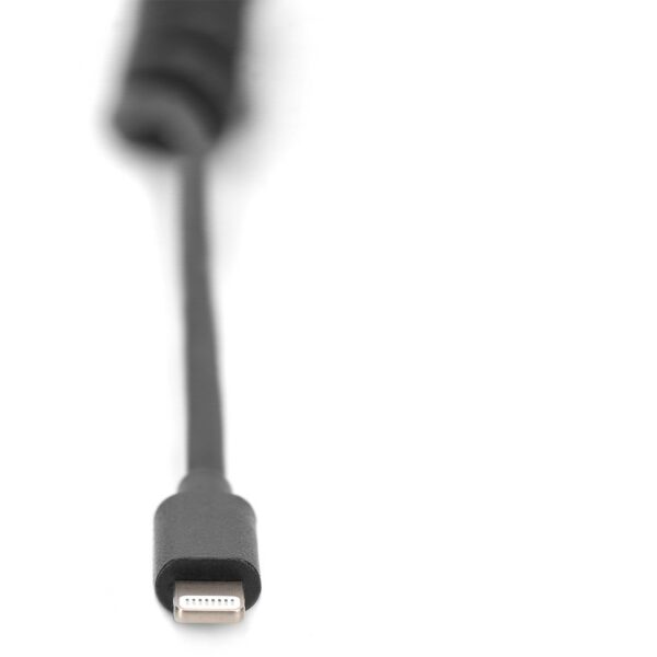 KAB USB-C > Lightning (ST-ST) Spiralkabel 0,32-1m Digitus Black