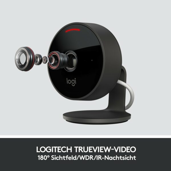 Logitech Circle View Netzwerkkamera indoor outdoor Bewegungsmelder 1920x1080 Wi-Fi Speaker Black