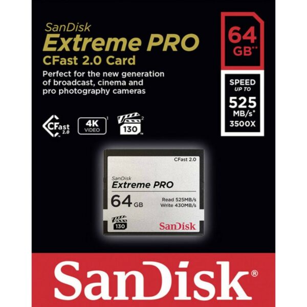 64GB SanDisk Extreme Pro 525MB/s CFast 2.0