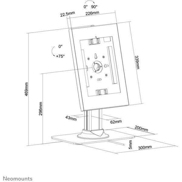 neig- und drehbare Tablet-Tischhalterung für 9,7-11'' Tablets DS15-650WH1 Neomounts White