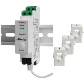 Shelly Relais "Pro 3EM 120A" WLAN LAN Stromzähler Inkl. 3x 120A Klemmen Messfunktion BT DIN-Rail