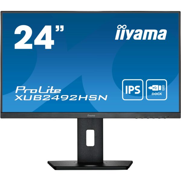 61cm/24'' (1920x1080) Iiyama ProLite XUB2492HSN-B5 16:9 4ms IPS HDMI DisplayPort USB-C VESA Pivot Speaker FHD Black