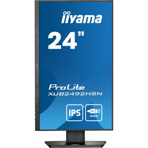 61cm/24'' (1920x1080) Iiyama ProLite XUB2492HSN-B5 16:9 4ms IPS HDMI DisplayPort USB-C VESA Pivot Speaker FHD Black