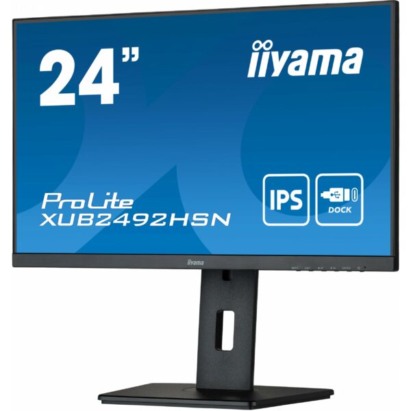 61cm/24'' (1920x1080) Iiyama ProLite XUB2492HSN-B5 16:9 4ms IPS HDMI DisplayPort USB-C VESA Pivot Speaker FHD Black