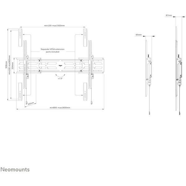 Neomounts WL30S-950BL19 feste Wandhalterung für 55-110" Bildschirme - Schwarz