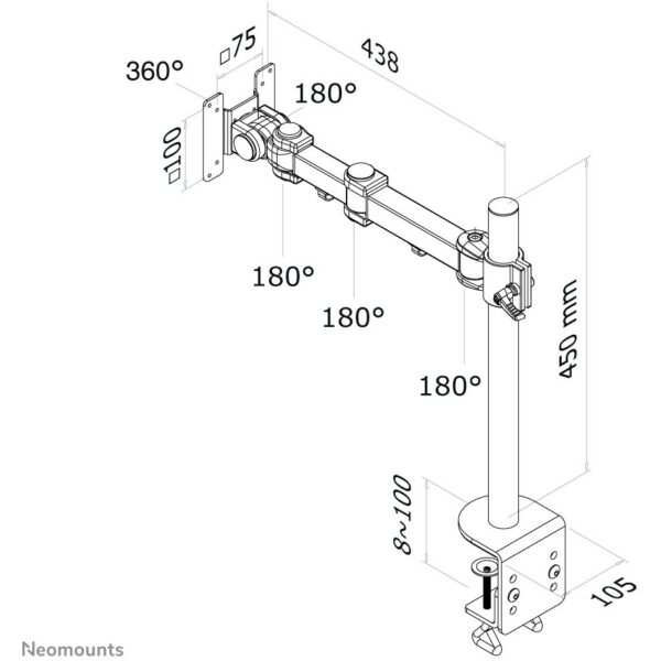 Tischhalterung für Flachbildschirme bis 30" (76 cm) 10KG FPMA-D960 Neomounts