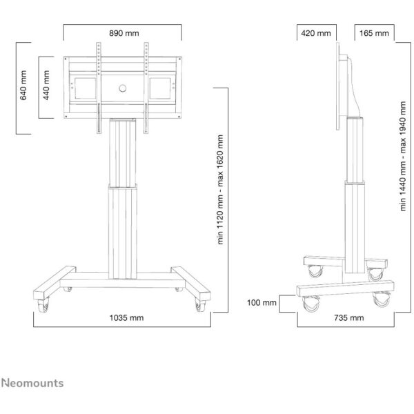 Neomounts PLASMA-M2500BLACK Mobiler Bodenständer für Flachbild-Fernseher bis 100".