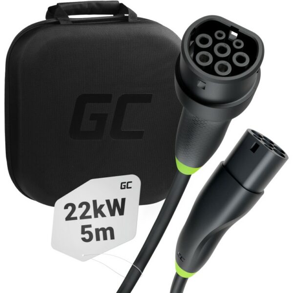 EM Green Cell Elektroauto Ladekabel/electric car charging cable Typ 2 22KW 32A 5m Black