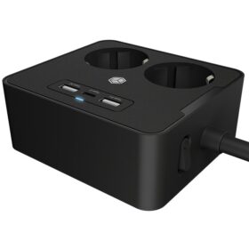 Steckdosenleiste Doppelsteckdose + 2x USB-Port ICY BOX Black