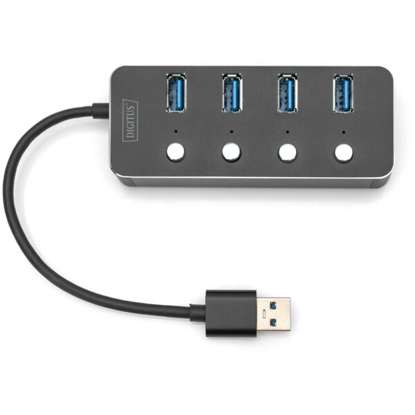 4-Port USB 3.0 > USB 3.0 switch Aluminium Gehäuse