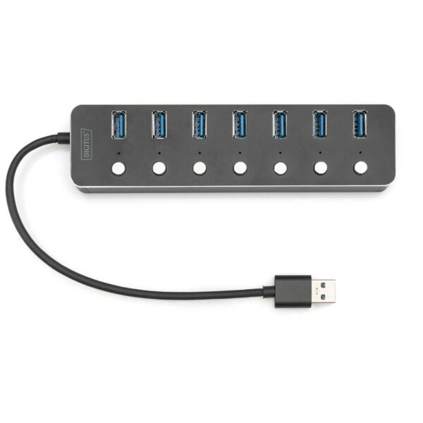 7-Port USB 3.0 > USB 3.0 switch Aluminium Gehäuse Inkl. 5V/2A Ladekabel