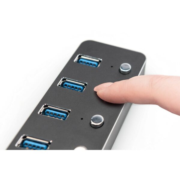 7-Port USB 3.0 > USB 3.0 switch Aluminium Gehäuse Inkl. 5V/2A Ladekabel