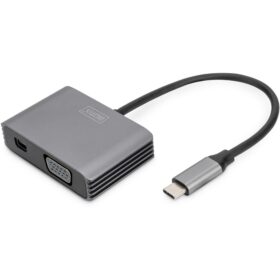 DIGITUS mini DP + VGA Adapter 20cm 4K/30Hz Silber Aluminium Gehäuse