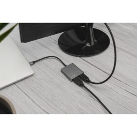 USB-C Adapter DIGITUS 2x HDMI Adapter 18cm 4K/30Hz Silber Aluminium Gehäuse