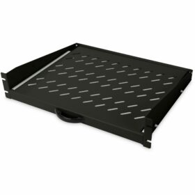 NWSZ Fachboden 19" 2HE DIGITUS auziehbar für Schränke ab 450mm Farbe Schwaz (RAL9005) 44x254x200 mm 88x483x352mm bis 30 kg